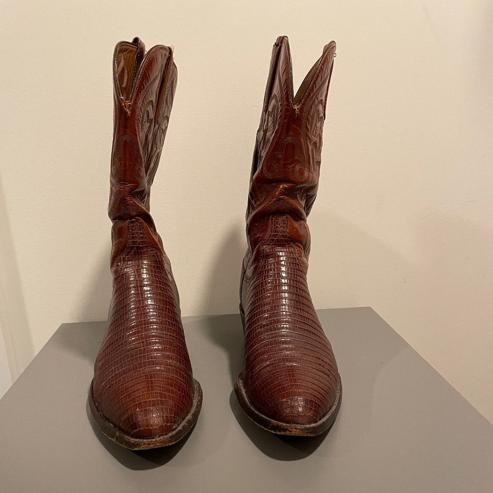 Lucchese Mens Western Boots - Lizard - Cognac - Size 12